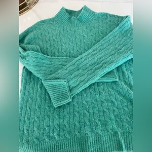 Teal J. Crew Turquoise Cable Knit Women's turtleneck . Size M